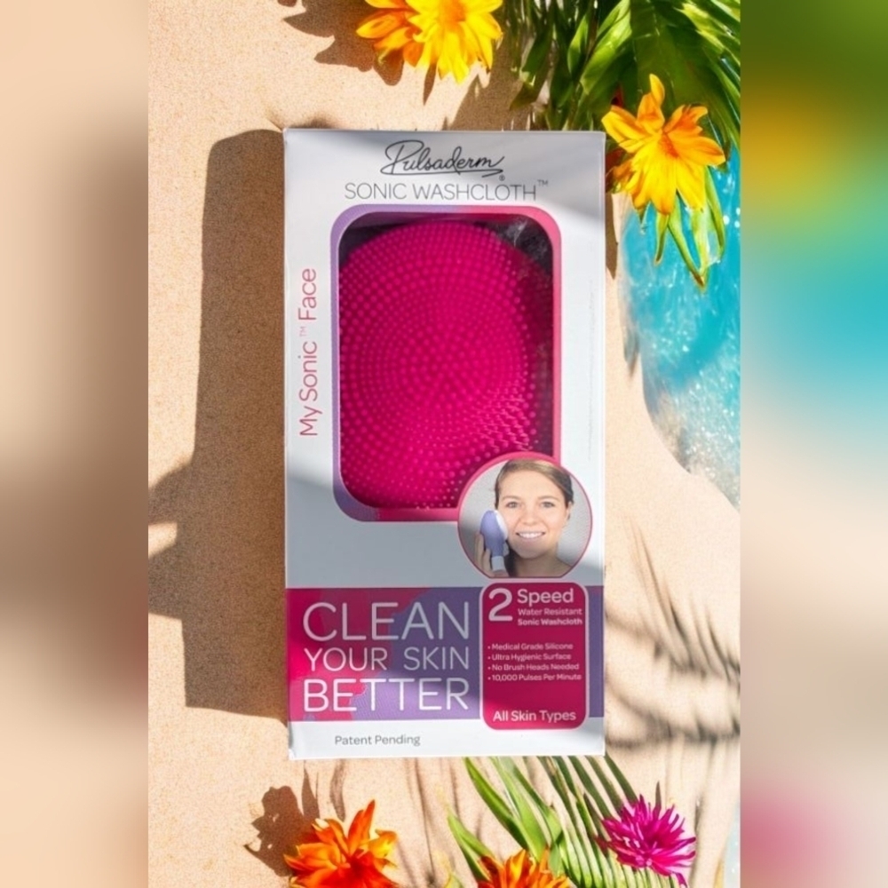 Pulsaderm Sonic Washcloth - Skin Brush Micro Pulse Cleansing (Pink)